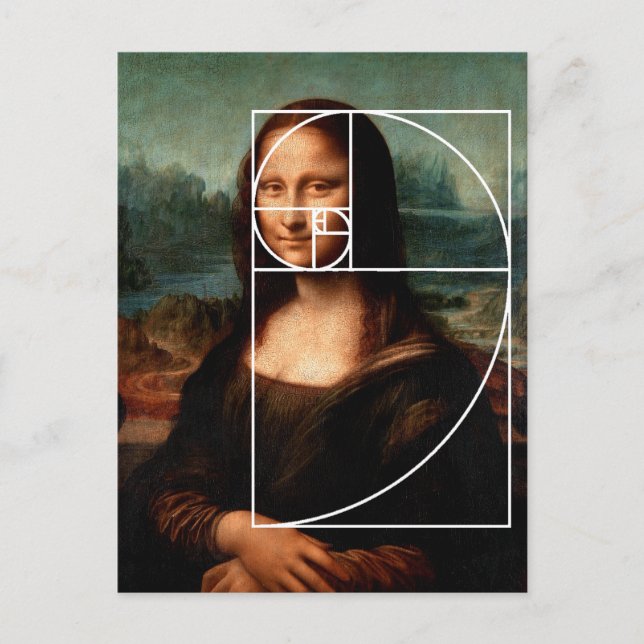 Carte Postale Séquence Leonardo da Vinci Mona Lisa Fibonacci (Devant)