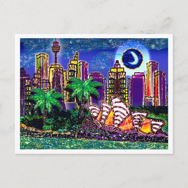 Carte Postale Sequin Art Moonlight Sydney Australi (Devant)