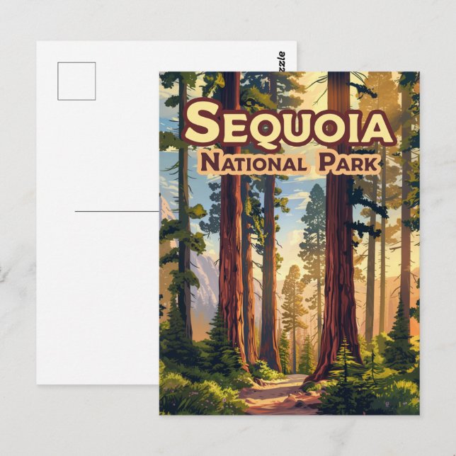 Carte Postale Sequoia National Park California Tree Retro (Devant / Derrière)