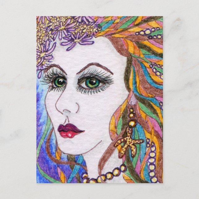 Carte Postale Seraphina, Déesse du portrait de sirène (Devant)