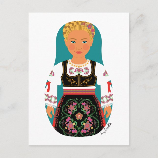 Carte postale Serbe Blonde Matryoshka (Devant)