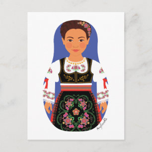 Carte postale Serbe Brunette Matryoshka