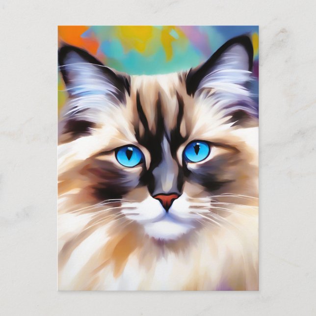 Carte Postale Serene Feline Ragdoll Beauté (Devant)