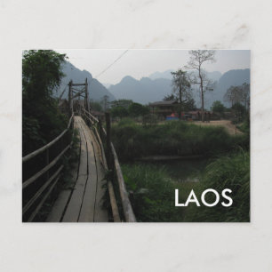 Carte Postale Serene Laos Mountain, River, Bridge Asie du Sud-Es