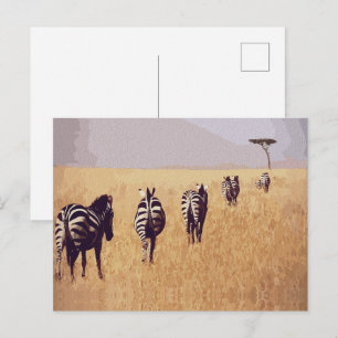 Carte Postale Serene Safari – Zèbres dans les prairies dorées