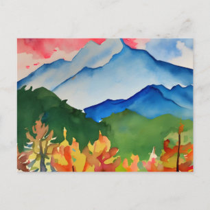 Carte Postale Serene Watercolor Mountains