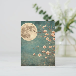 Carte Postale Sérénité de la fleur de cerisier sur la Lune