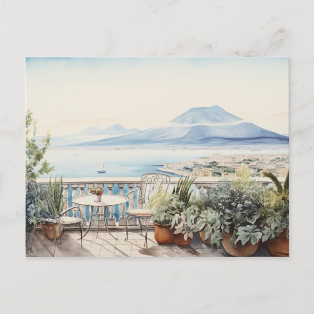 Carte Postale Sérénité de Naples : impressions d'art à l'aquarel (Devant)