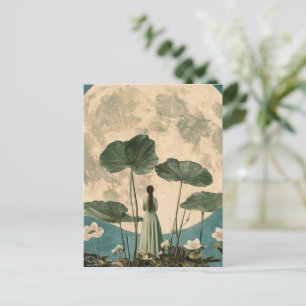 Carte Postale Sérénité Lune - Scène Lotus Vintage