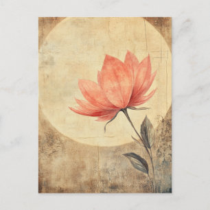 Carte Postale Sérénité rose Fleur et Lune