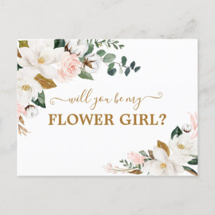 Carte Postale Serez-Vous Ma Fille Fleur Blush Rose Floral Or