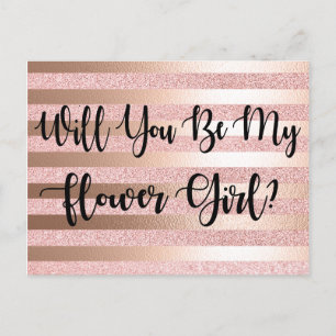 Carte Postale Serez-Vous Ma Flower Rose Gold Parties scintillant