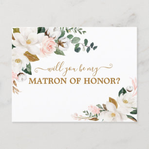 Carte Postale Serez-vous mon chef d'honneur Blush Rose Floral