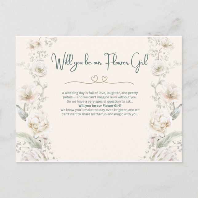 Carte Postale Serez-vous notre Flower Girl - Proposition (Devant)