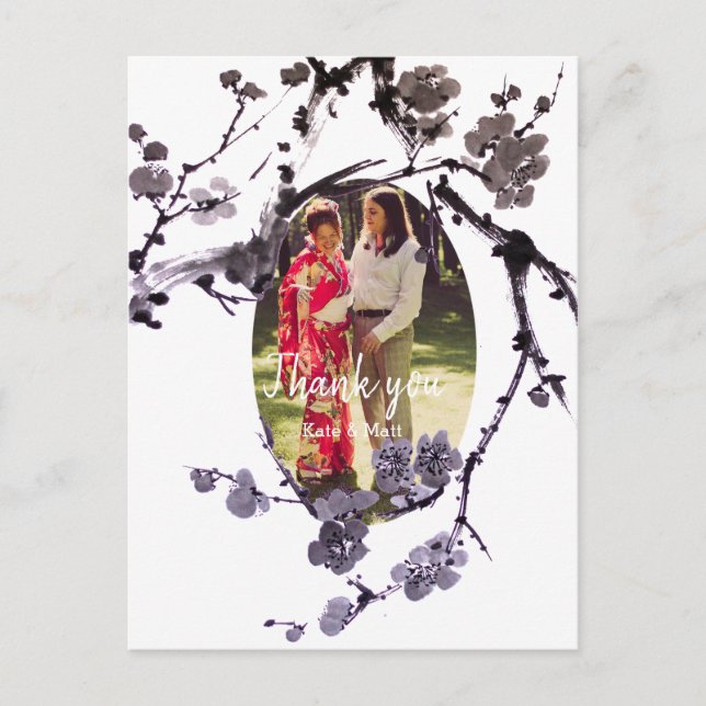 Carte Postale Série de fleurs de prune Mariage Photo (Devant)