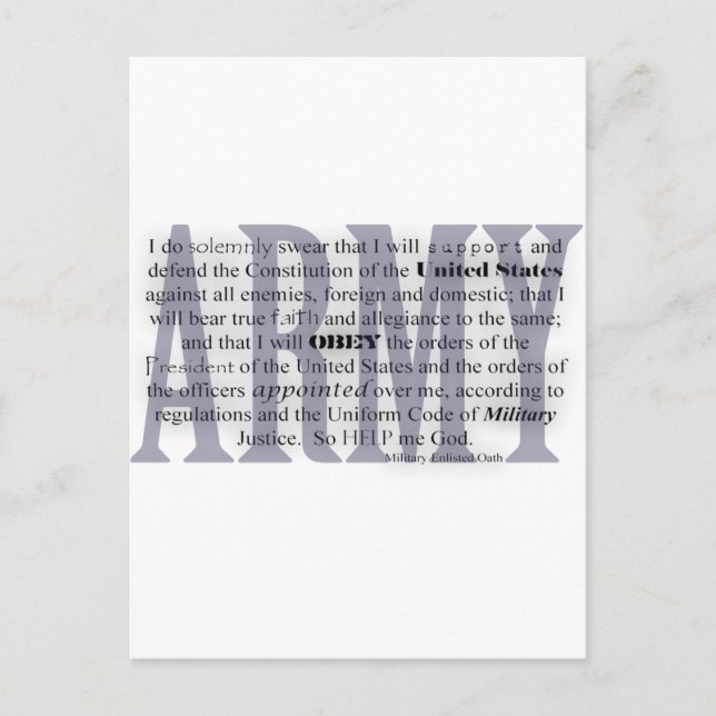 Carte Postale serment d'armée (Devant)