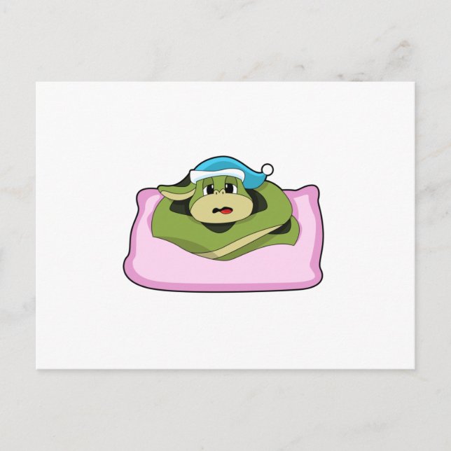 Carte Postale Serpent au lit avec bonnet de nuit (Devant)