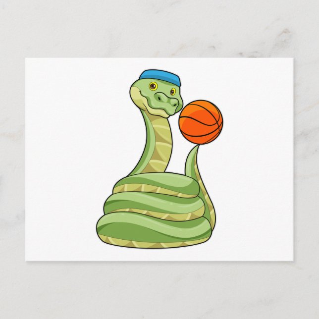 Carte Postale Serpent au sport de basket-ball (Devant)