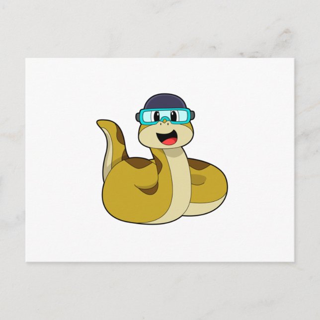 Carte Postale Serpent avec lunettes de natation (Devant)