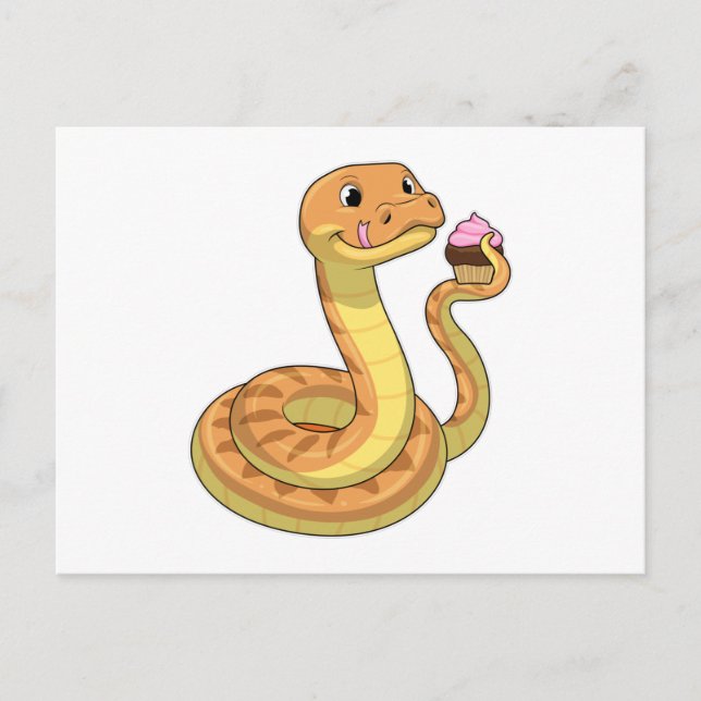 Carte Postale Serpent avec muffin (Devant)