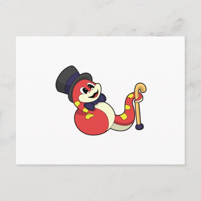 Carte Postale Serpent comme chambre avec Casquette (Devant)