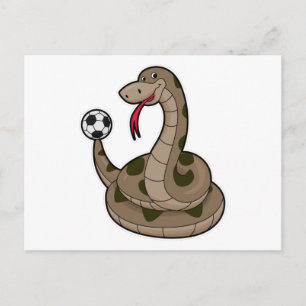 Carte Postale Serpent comme joueur de football avec balle de foo