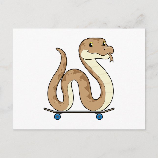 Carte Postale Serpent comme patineur avec skateboard (Devant)
