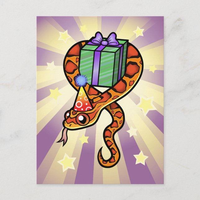 Carte Postale Serpent d'anniversaire (Devant)