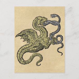 Carte Postale Serpent de combat du dragon d'or