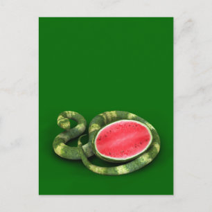 Carte Postale Serpent de pastèque vert