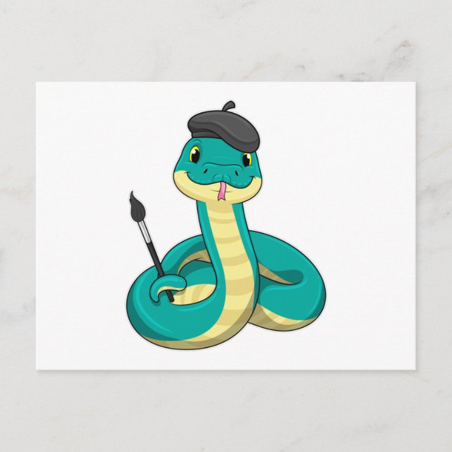 Carte Postale Serpent en tant que Peintre avec pinceau (Devant)