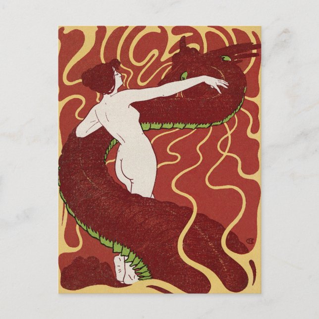 Carte Postale Serpent et femme par Christiansen (Devant)