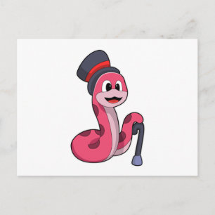 Carte Postale Serpent gentleman avec chapeau et canne