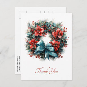 Carte Postale Serre de pin avec Merci de Noël Holly