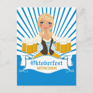 Carte Postale Serveuse avec Beer Stein