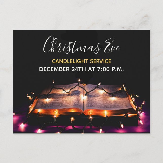 Carte Postale Service aux chandelles Église de la veille de Noël (Devant)