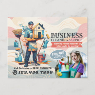 Carte Postale Service de nettoyage de maison moderne et de ménag