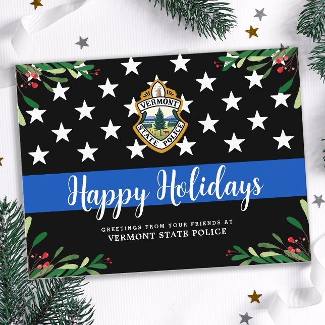Carte Postale Service de police budgétaire Ligne Bleue fine Noël (Créateur téléchargé)