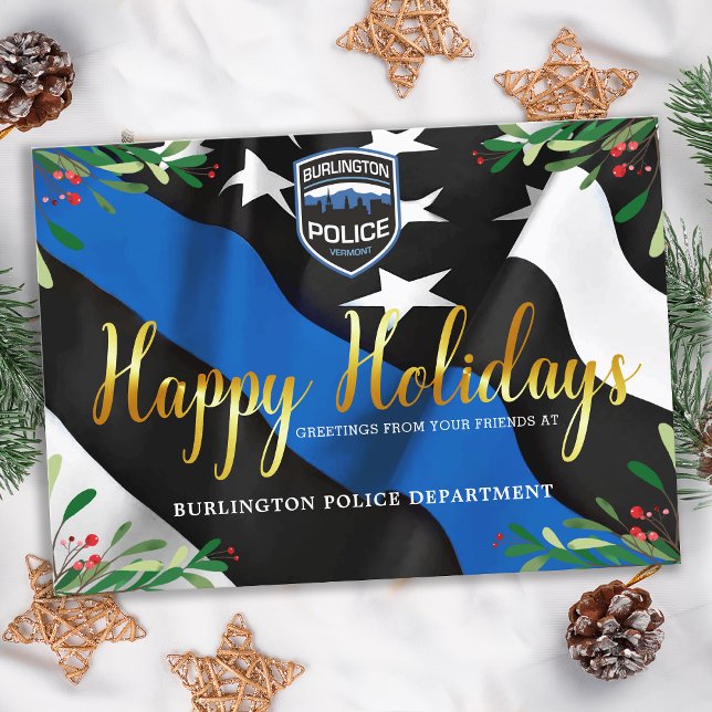Carte Postale Service de police budgétaire Ligne bleue Flag Noël (Créateur téléchargé)