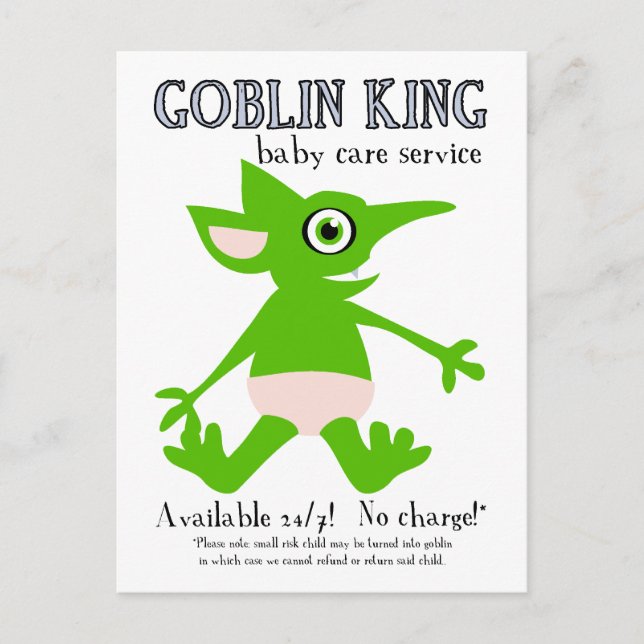 Carte Postale Service de soins pour bébés Goblin King (Devant)