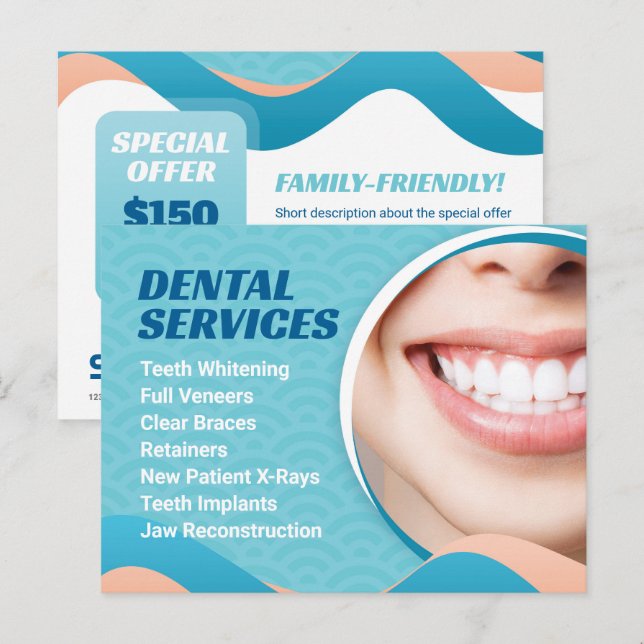 Carte Postale Services dentaires avec offre spéciale (Devant / Derrière)