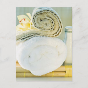 Carte Postale Serviettes spas et fleurs tropicales