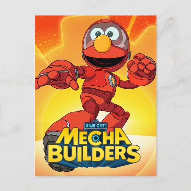 Carte Postale Sesame Street | Mecha Builders Elmo en action (Devant)