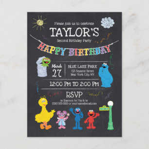 Carte Postale Sesame Street Pals Chalkboard Arc-en-ciel Annivers