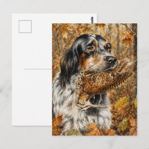 Carte Postale Setter anglais, chasse à la bécasse 