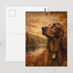Carte Postale Setter Irlandais d'Automne  – Art Canin de Chasse 