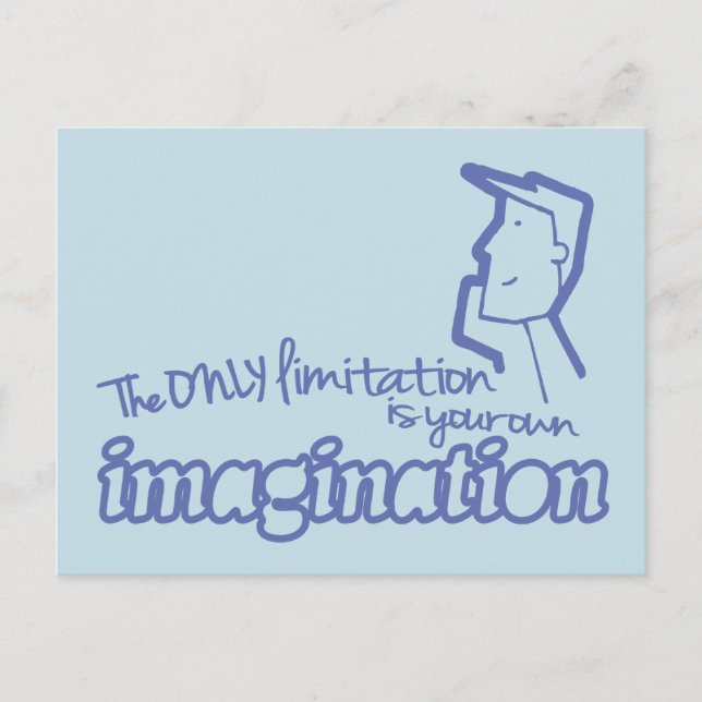 Carte Postale Seule limitation imagination citation bleue (Devant)