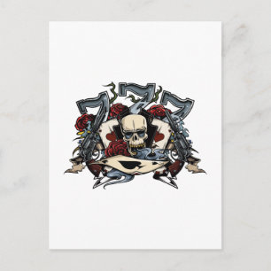 Carte Postale Sevens Armes À Crâne Roses À L'Ace Des Pique Jeu