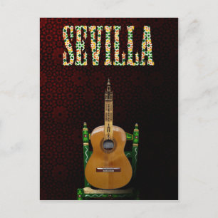 Carte Postale SEVILLA. Guitarra flamenca con Giralda de Sevilla.