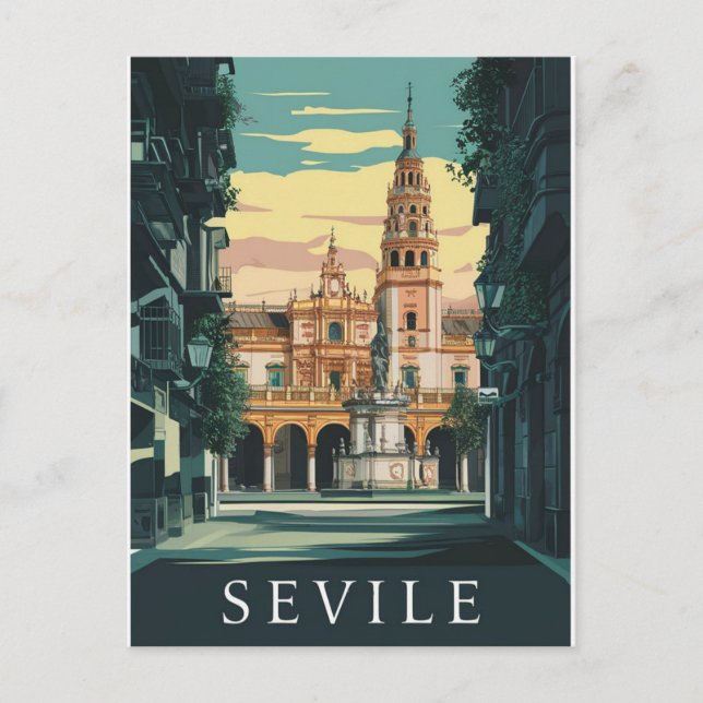 Carte Postale Séville Espagne Travel Retro (Devant)